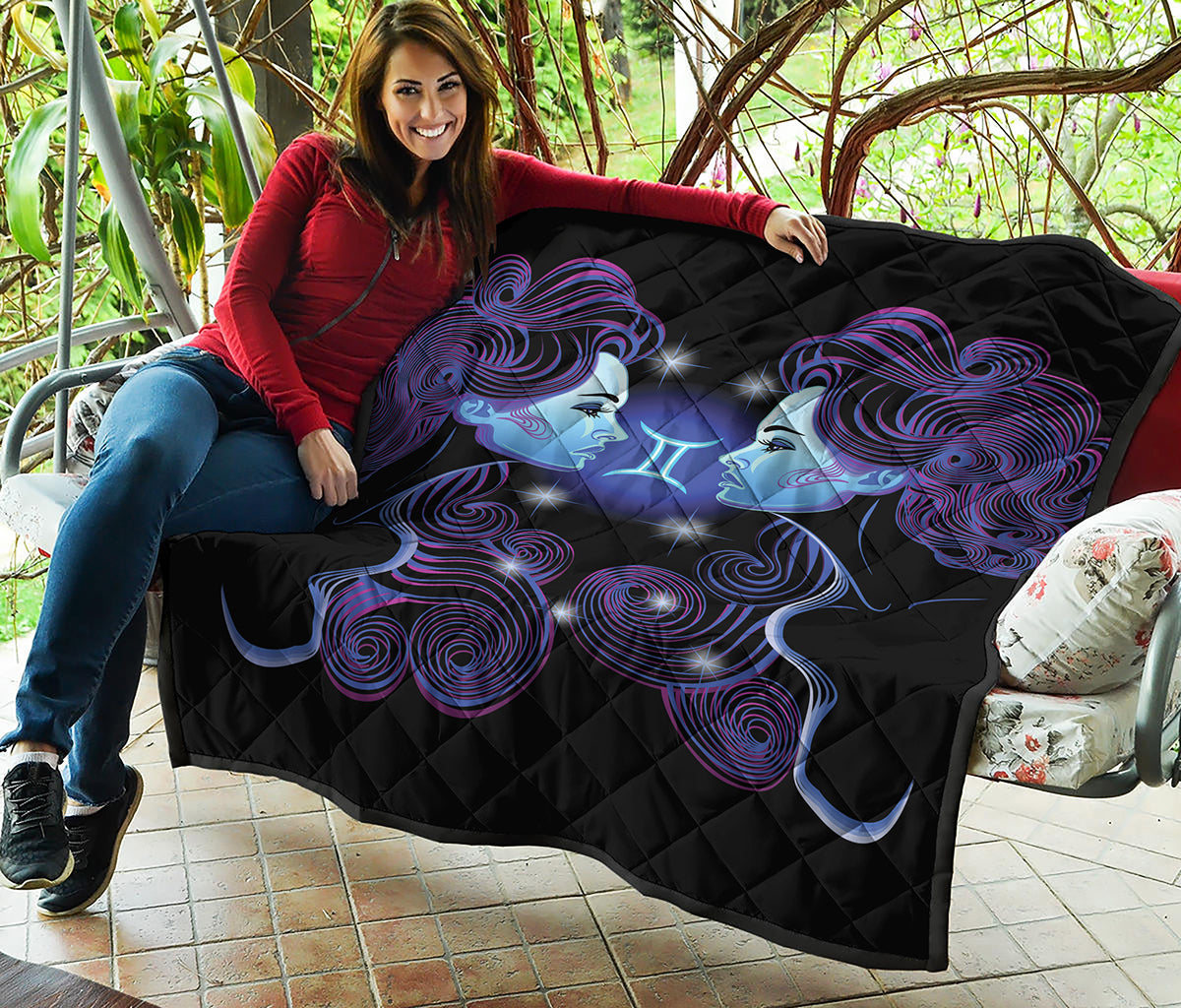 Dark Gemini Zodiac Sign Print Quilt
