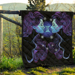 Dark Gemini Zodiac Sign Print Quilt