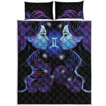 Dark Gemini Zodiac Sign Print Quilt Bed Set