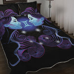 Dark Gemini Zodiac Sign Print Quilt Bed Set