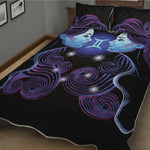 Dark Gemini Zodiac Sign Print Quilt Bed Set