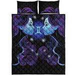Dark Gemini Zodiac Sign Print Quilt Bed Set