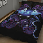 Dark Gemini Zodiac Sign Print Quilt Bed Set