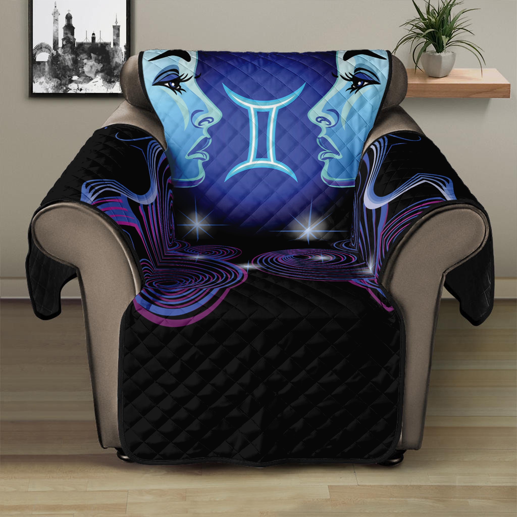 Dark Gemini Zodiac Sign Print Recliner Protector