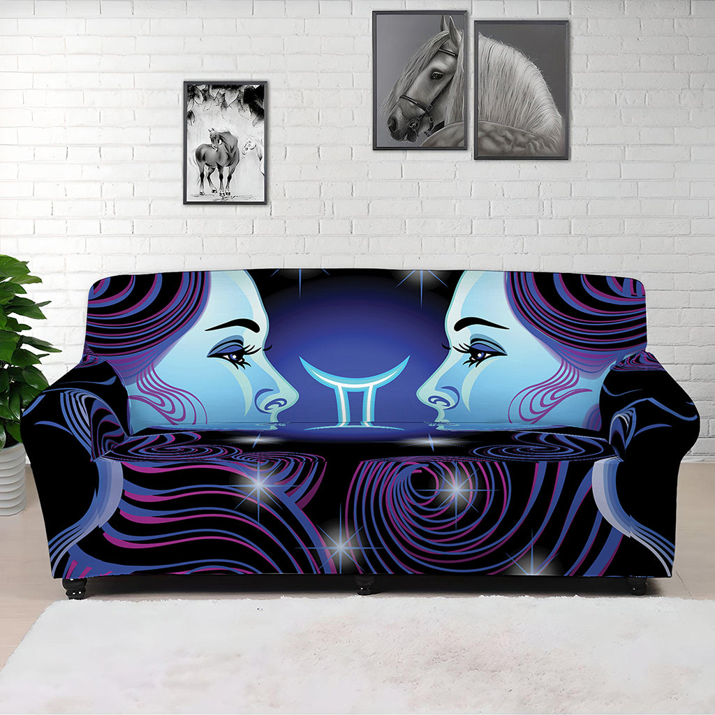 Dark Gemini Zodiac Sign Print Sofa Cover
