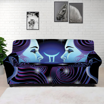 Dark Gemini Zodiac Sign Print Sofa Cover