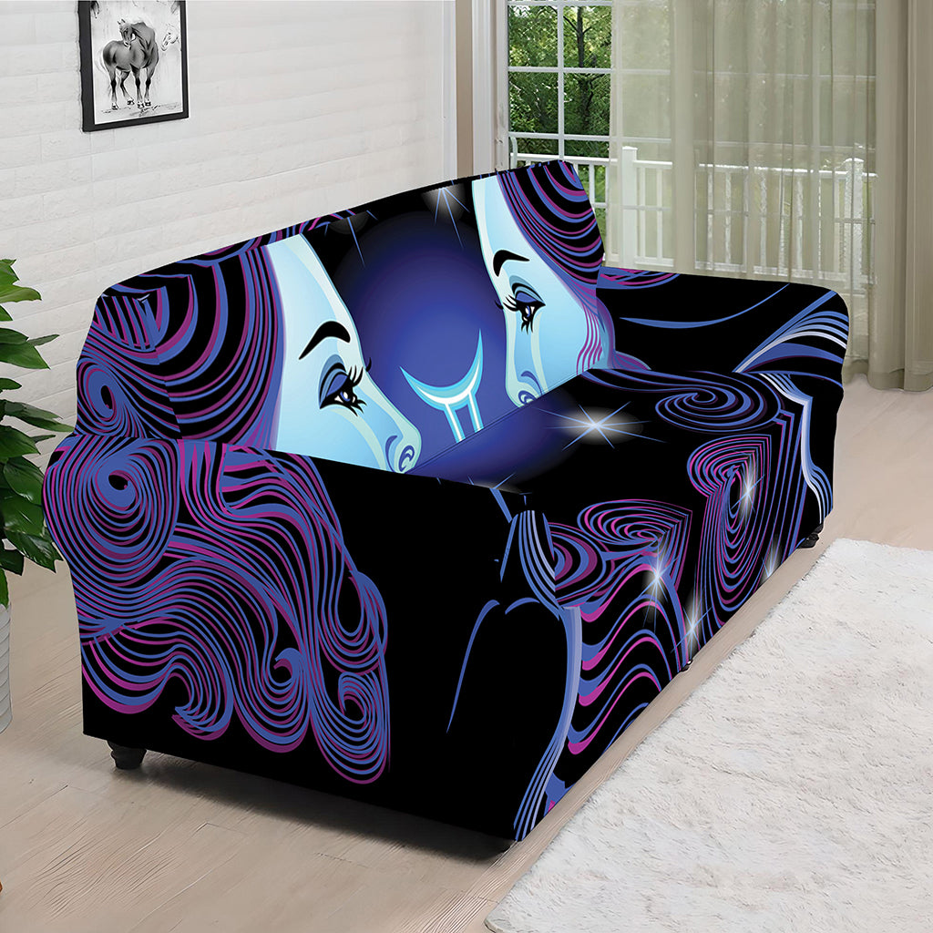 Dark Gemini Zodiac Sign Print Sofa Cover