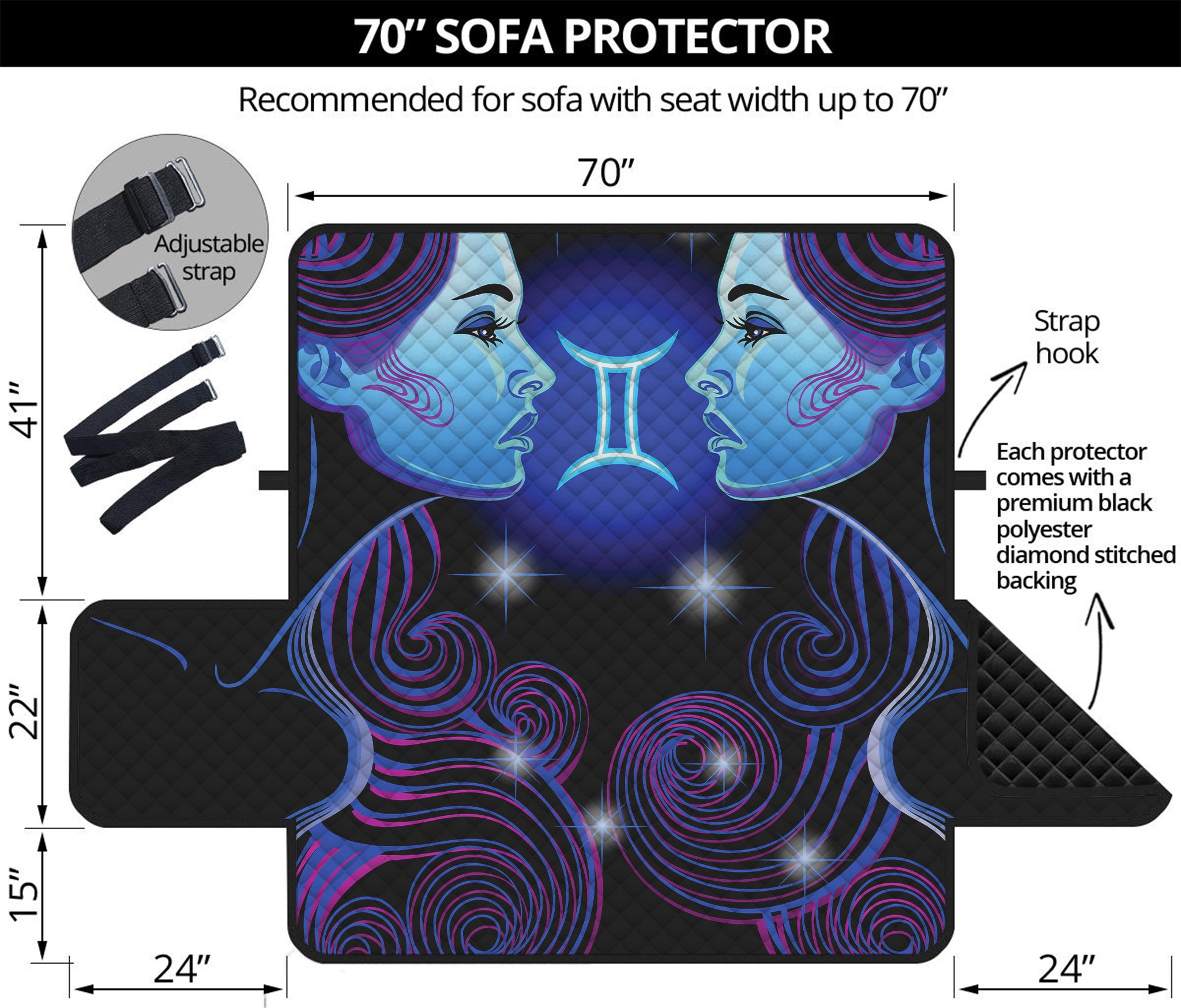 Dark Gemini Zodiac Sign Print Sofa Protector