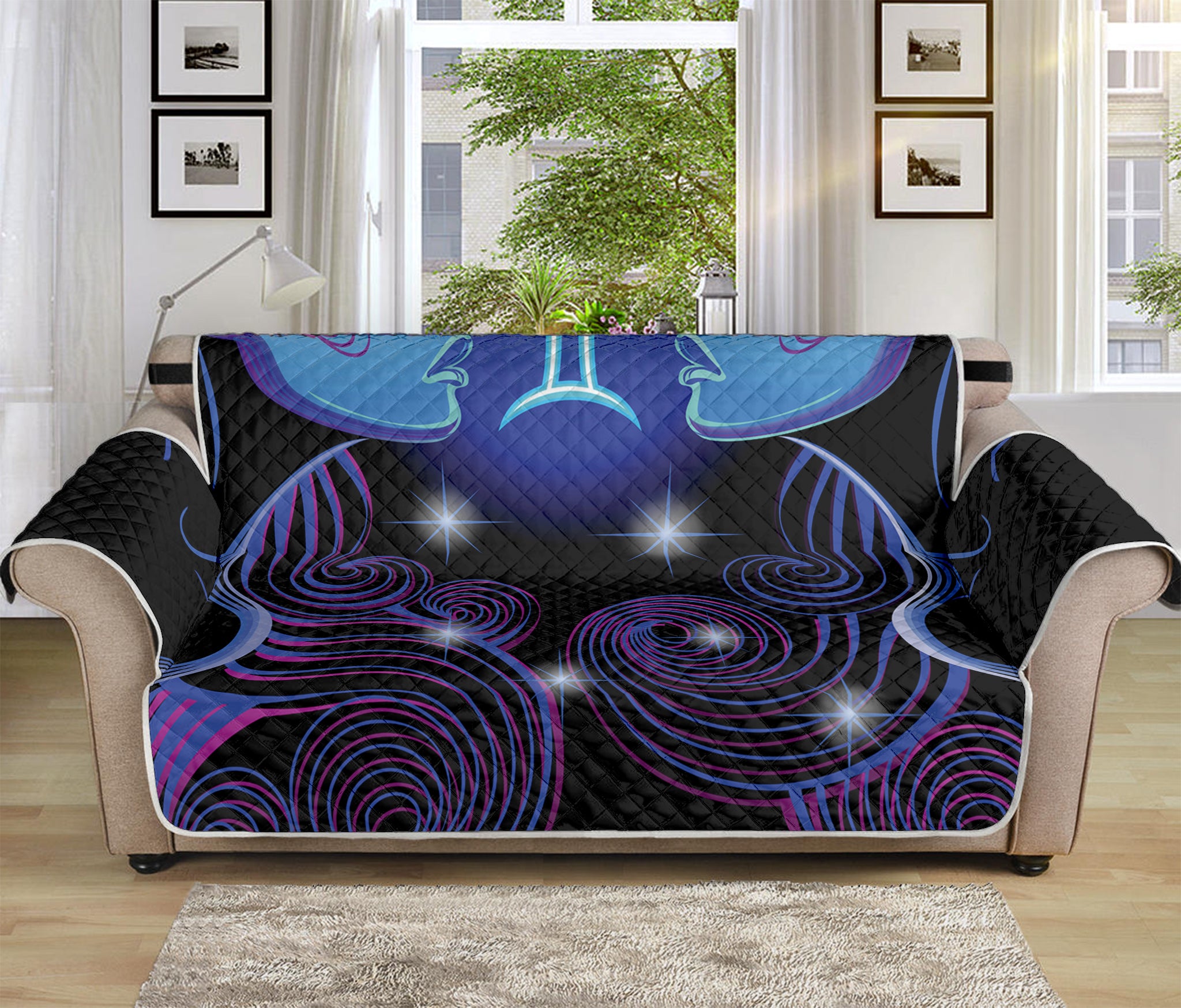 Dark Gemini Zodiac Sign Print Sofa Protector