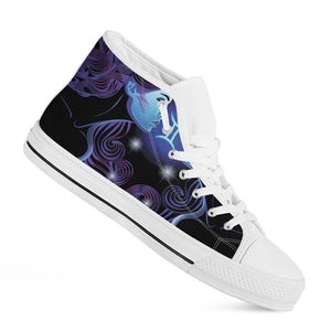 Dark Gemini Zodiac Sign Print White High Top Shoes