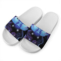Dark Gemini Zodiac Sign Print White Slide Sandals