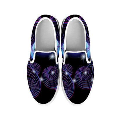 Dark Gemini Zodiac Sign Print White Slip On Shoes