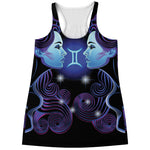 Dark Gemini Zodiac Sign Print Women's Racerback Tank Top