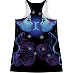 Dark Gemini Zodiac Sign Print Women's Racerback Tank Top