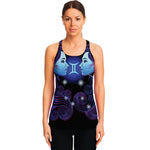 Dark Gemini Zodiac Sign Print Women's Racerback Tank Top
