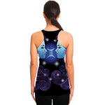 Dark Gemini Zodiac Sign Print Women's Racerback Tank Top