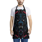 Dark Geometric Wolf Print Apron