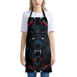 Dark Geometric Wolf Print Apron