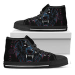 Dark Geometric Wolf Print Black High Top Shoes