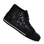 Dark Geometric Wolf Print Black High Top Shoes