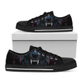 Dark Geometric Wolf Print Black Low Top Sneakers