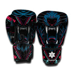 Dark Geometric Wolf Print Boxing Gloves