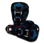 Dark Geometric Wolf Print Boxing Gloves