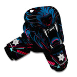 Dark Geometric Wolf Print Boxing Gloves