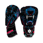 Dark Geometric Wolf Print Boxing Gloves