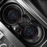 Dark Geometric Wolf Print Car Coasters