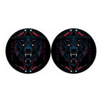 Dark Geometric Wolf Print Car Coasters