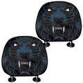 Dark Geometric Wolf Print Car Headrest Covers