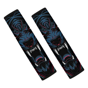 Dark Geometric Wolf Print Car Seat Belt Covers