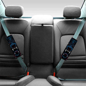 Dark Geometric Wolf Print Car Seat Belt Covers