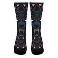 Dark Geometric Wolf Print Crew Socks