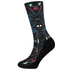 Dark Geometric Wolf Print Crew Socks