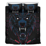 Dark Geometric Wolf Print Duvet Cover Bedding Set