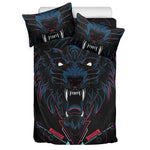 Dark Geometric Wolf Print Duvet Cover Bedding Set