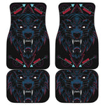 Dark Geometric Wolf Print Front and Back Car Floor Mats