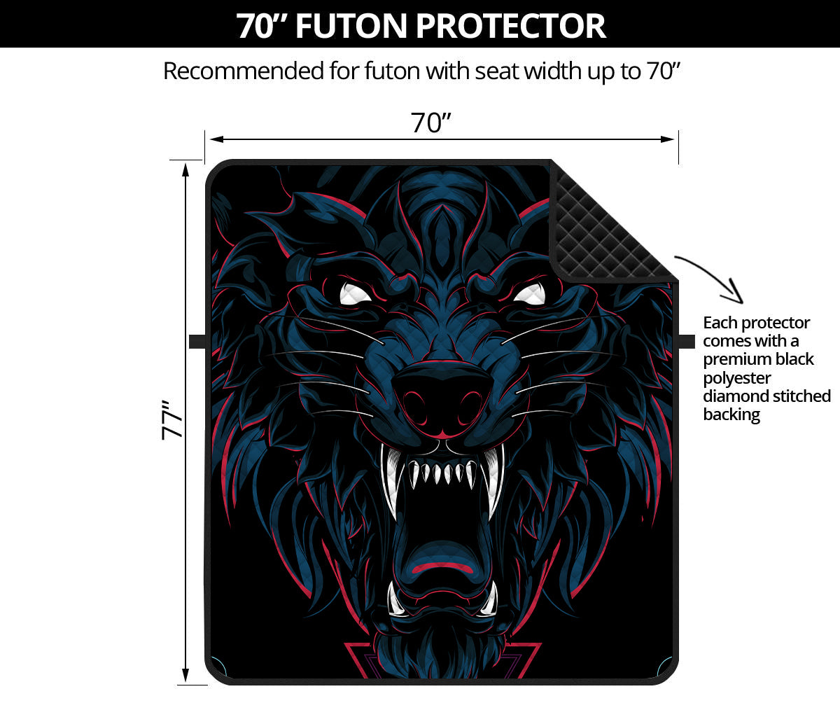 Dark Geometric Wolf Print Futon Protector