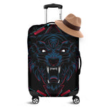 Dark Geometric Wolf Print Luggage Cover