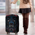 Dark Geometric Wolf Print Luggage Cover