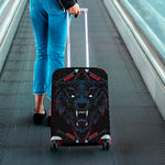 Dark Geometric Wolf Print Luggage Cover