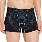 Dark Geometric Wolf Print Men's Boxer Briefs