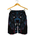 Dark Geometric Wolf Print Men's Shorts