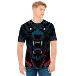 Dark Geometric Wolf Print Men's T-Shirt