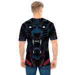 Dark Geometric Wolf Print Men's T-Shirt
