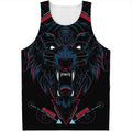 Dark Geometric Wolf Print Men's Tank Top