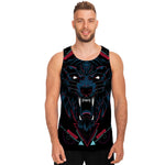 Dark Geometric Wolf Print Men's Tank Top