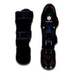 Dark Geometric Wolf Print Muay Thai Shin Guard